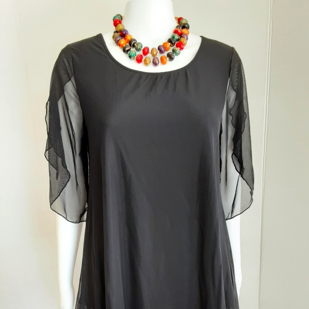 NWOT SESE CODE BLACK MESH TULIP TUNIC SLEEVE TOP - Picture 2 of 10